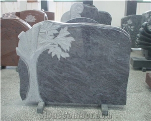 Bahama Blue Headstone,Tree Monument, Tree Carved Headstone, American Style Carving Tombstone, Polished Granite Monument Design