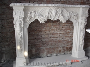 Bianco Carrara a White Marble Fireplace