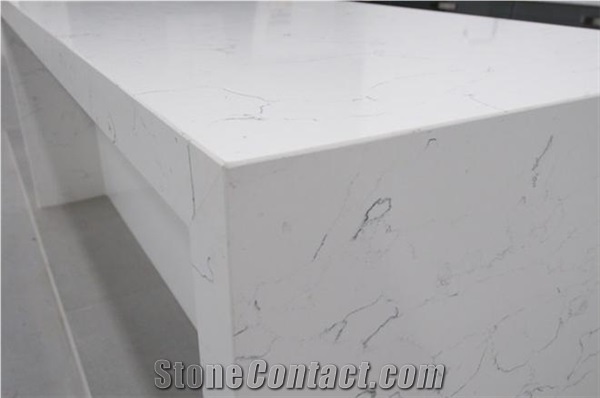 Carrara White Marble Looking Quartz Slab