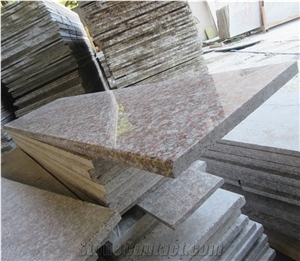 Cheap Red Granite Peach Red G687 Polished Stone Steps Risers Granite Stairs, Polished Peach Blossom Red Gutian G687 Treads, G3567 Grantie Staircase