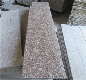 Cheap Red Granite Peach Red G687 Polished Stone Steps Risers Granite Stairs, Polished Peach Blossom Red Gutian G687 Treads, G3567 Grantie Staircase