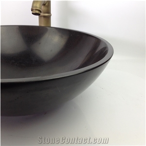 China Absolute Black Granite Mogonli Polished Black Bathroom Round Wash Basins
