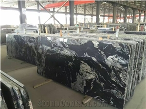 China Jet Mist Glacier Black Granite Polished Slabs and Tiles