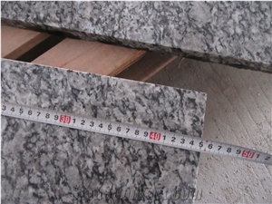 China Popular Cheap Spray/Seawave Sea Wave White Granite Polished Kitchen Countertops, Bar Tops, Worktops with Sink/Wash Basins Hole, Beveled Edge Profile, Nature Building Stone