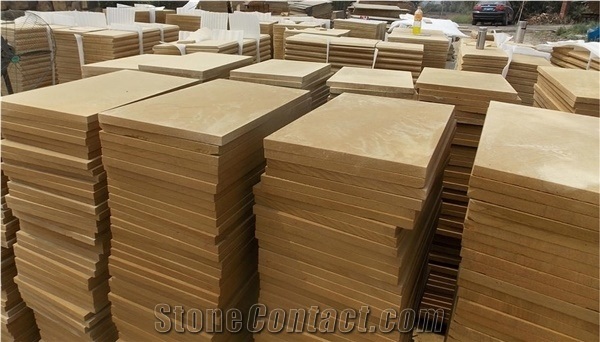 China Yellow Sandstone Honed Tiles and Slabs, Sichuan Yellow Sandstone Swimming Pool Coping, Yellow Sandstone Wall/Floor Covering