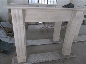 Cream Marfil Beige Marble Polished Fireplace