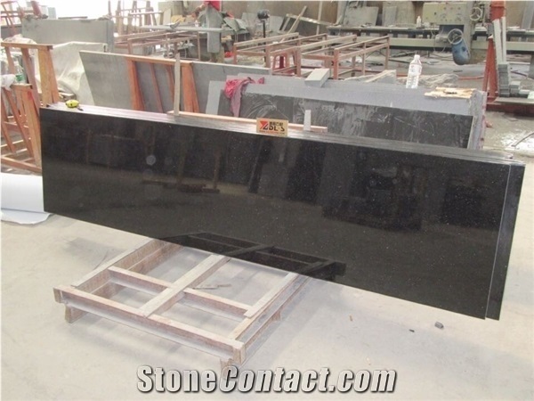 Indian Popular Cheap Absolute Black Galaxy Granite Polished Kitchen, Desk, Bar Tops, Worktops with Round/Bullnose Edge,Natural Building Stone Bench Tops for Hotels Decoration Use