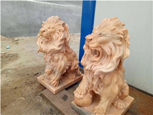 Lion, Wanxia Red Marble Sculpture & Statue