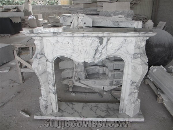 Made in China Pure Hand Craft Arabescato Corchia Marble Fireplace Mantel