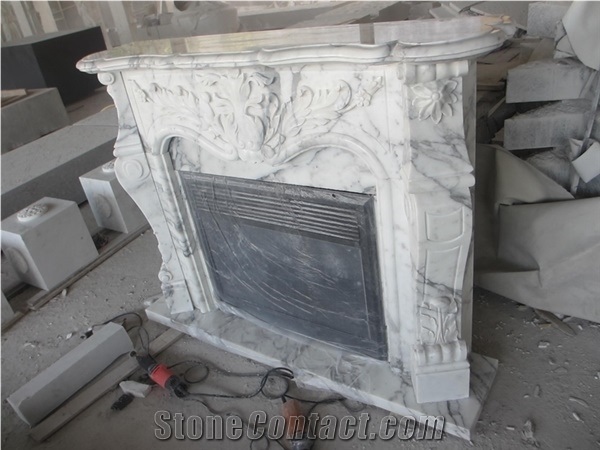 Made in China Pure Hand Craft Arabescato Corchia Marble Fireplace Mantel