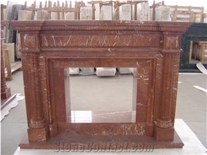 Rojo Alicante Marble Fireplace, Rosso Alicante Red Marble