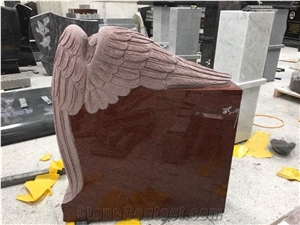 Ruby Red Angel Tombstone, Ruby Red Granite Monument & Tombstone