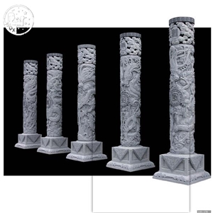 G612 Granite,Dragon Relief,Dragon Column,Hand Caved,Garden Landscape Decoration Stone,Lifelike Art Statue,Customisation