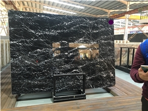 Black Marquina Marble Cut-To-Size Slabs Lobby Wall Tiles