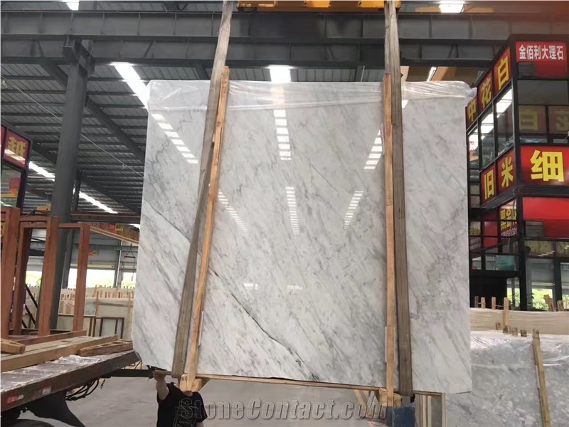 M3718 Middle White Marble & Bianco Venato Carrara Marble Tiles Slabs & China White Polished Marble