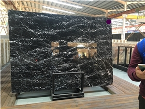 New Black Marble, White and Black Marble,Similar to Nero Margiua, Nero Oriental,Black Marquina , Polished Slabs and Tiles, Good for Countertops, Floor and Wall Covering, Luxury, High Quality