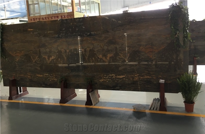 New Brown and Black Marble,Slabs, Tiles, Polished, Swan Cut, for Interior and Exterior Decoration, Wall and Floor Covering, Countertops