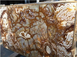 Tiger Onyx, Yellow Onyx, Organe Onyx, Slabs, Tiles, Floor Covering Tiles, Wall Covering Tiles, Polished, Honed, Cut-To-Size