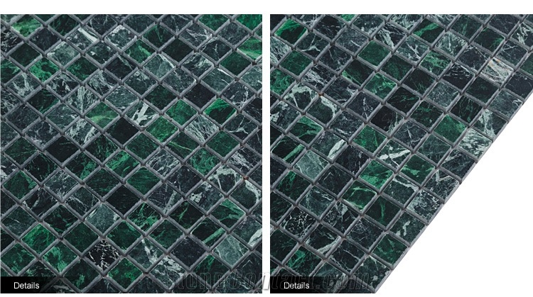 15x15 Polished India Verde Guatemala Green Marble Mosaic Floor Tiles