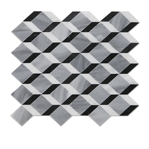 Black and White Marble 3d Design Kitchen Backsplash Mosaic Tiles, Carrara White with Nero Marquina with Marmarra Marble Seamless Mosaic Tile