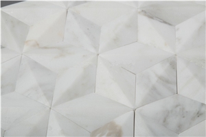 Calacatta Gold Marble Mosaic,Oriental White Marble Mosaic Tiles, Chinese Oriental White 3d Marble Mosaic, New Design Rhombus Marble Mosaic Tile