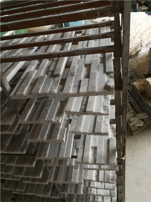 Carrara Marble ,White Marble, Italy Carrara Marble Split and Grooved Face Culture Stone,Ledge Stone ,Wall Cladding Panel,Stacked Stone Veneer( Corner Stone ,Brick Stacked Stone),Exposed Wall Stone