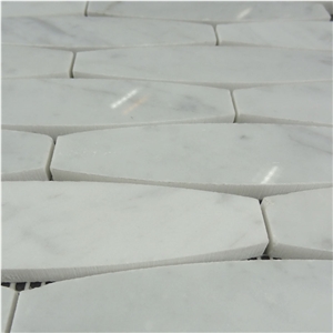 Carrara White Irregular Lantern Shaped Pattern Mosaic Tile, Bianco Carrara Long Ocatgon Mosaic, Italian White Marble Mosaic, Italian White, Carrara White