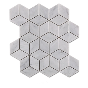 Carrara White Marble Rhombus Hexagon Mosaic Tiles,Italian White Marble Mosaic, Italian White, Carrara White