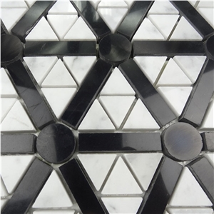 Carrara White Nero Marquina Marble Triangle Mosaic Tile ,Black and White Carrara Marble Mosaic for Floor, Nero Marquina and Bianco Carrara White Mosaic Tile, Chinese Marquina Mosaic Tile