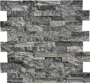 Chinese Kenya Black,Black Forest ,Black Wooden ,Tree Black Marble Split Face Z Shape Ledge Stone , Stone Veneer Panel ,Culture Stone, Wall Cladding , Exposed Wall Stone