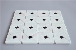 Chinese White and Black Triangle Marble Mosaic Tile,New Design Mosaic,Nero Marquina Mosaic Tile,Chinese White Marble Mosaic Tile