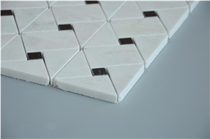 Chinese White and Black Triangle Marble Mosaic Tile,New Design Mosaic,Nero Marquina Mosaic Tile,Chinese White Marble Mosaic Tile