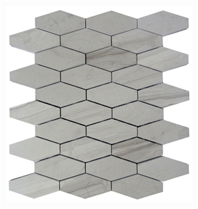 Chinese Wooden Grey Hexagon Marble Floor Mosaic Tile ,White Oak Silver Cream Floor Wall Mosaic,White Oak, White Wood Vein, Athen Grey Marble, Grey Wood Vein Marble