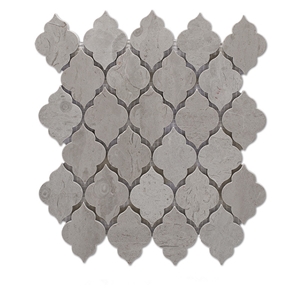 Cinderella Grey Marble Arabesque Backsplash Mosaic Tile for Kitchen, Grey Girl Lantern Shaped Marble Mosaic Tile