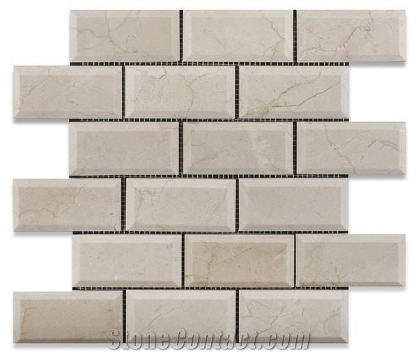 Crema Marfil Beveled Subway Tile Spanish Crema Marfil Brick Mosaic