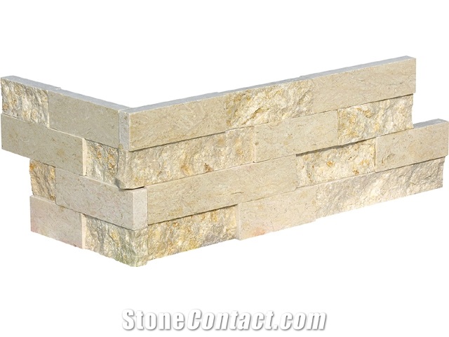 Egypt Sahama Beige Marble Polished & Splitted Z Shape Culture Stone,Ledge Stone ,Wall Cladding Panel,Stacked Stone Veneer,Exposed Wall Stone