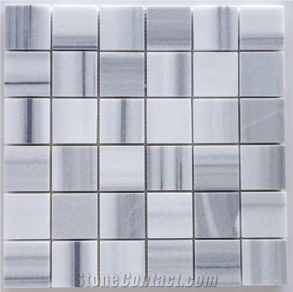 Mink Marmara Equator White Marble French Pattern, Liner Strip Marble Mosaic, Brick Pattern Marble Mosaic Tile, Marmara Normal Marble Mosaic Tile