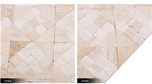 Mix Shaped Beige White Stone Mosaic New Design , Light Beige Travertine Machine Cut Mosaic Tile