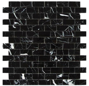 Nero Marquina Subway Mosaic Tile, China Black Mosaic ,Black and White Mosaic Tile