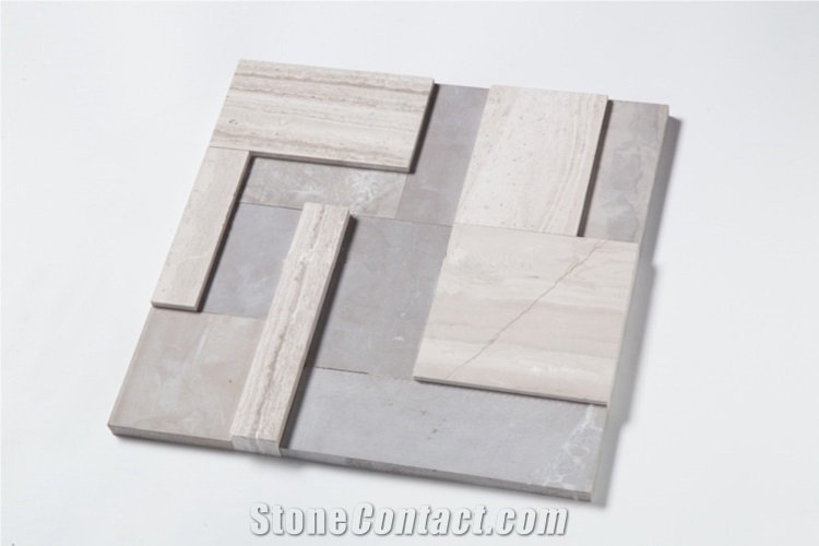 New Design 3d Marble Mosaics Wall Tiles, White Oak Silver Cream Floor Wall Mosaic,White Oak, White Wood Vein, Athen Grey Marble, Grey Wood Grain Marble