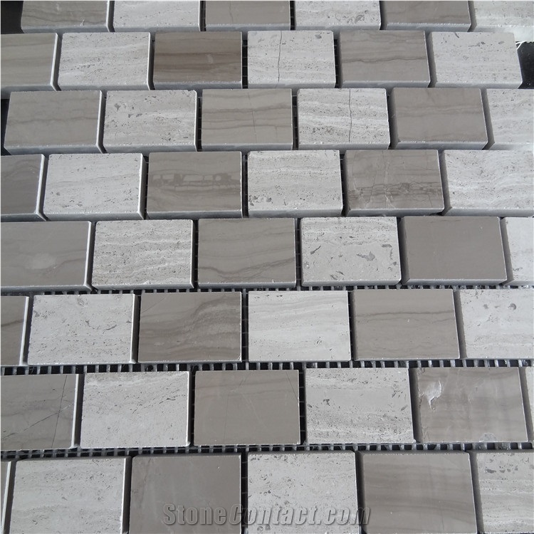 New Design Athens Grey Marble Mosaic,Wooden Grey Marble Subway Mosaic Tiles,White Oak, White Wood Vein, Athen Grey Marble, Grey Wood Vein Marble