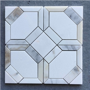 New Design Hexagon Tile Calacatta Gold Natural Marble Mosaic Tile, Calacatta White Mosaic, Crystal White Hexagon Mosaic Tile