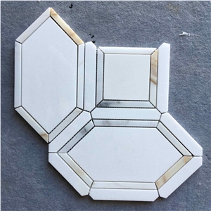 New Design Hexagon Tile Calacatta Gold Natural Marble Mosaic Tile, Calacatta White Mosaic, Crystal White Hexagon Mosaic Tile