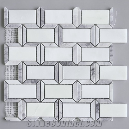 New Design White Marble Brick Pattern Mosaic Wall Tile, Crystal White Brick Pattern Marble Mosaic, Carrara White Brick Marble Mosaic Tile, New Design Pure White and Carrara White Marble Mosaic