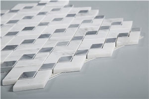 New Rhombus Design Carrara White and Grey Marble Kitchen Backsplash Mosaic Tiles,Grey Bardiglio Marble Mosaic Tile,New Design Italy White Marble Mosaic