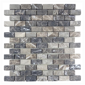 Spain Dark Emperador Mosaic Tumbled Brick Tile,Marron Dark, Spanish Emperador Dark Square Mosaic,Emperador Dark Mosaic,Chinese Dark Emperador,Emperador Dark Mosaic,Dark Marble Mosaic,Chinese Marron