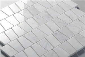 Special Shape Bianco Carrara Trapezoid Stone Marble Mosaic Tile, Bianco Carrara Mosaic, Italian White Marble Mosaic, Italian White, Carrara White