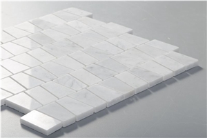 Special Shape Bianco Carrara Trapezoid Stone Marble Mosaic Tile, Bianco Carrara Mosaic, Italian White Marble Mosaic, Italian White, Carrara White