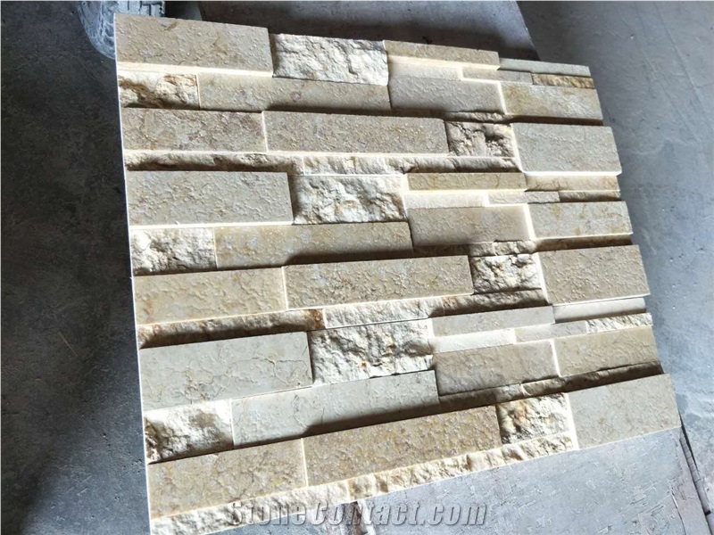 Sunny Beige Marble ,Egypt Beige Marble Split & Acid Washing Culture Stone,Ledge Stone ,Wall Cladding Panel,Stacked Stone Veneer( Corner Stone ,Brick Stacked Stone),Exposed Wall Stone