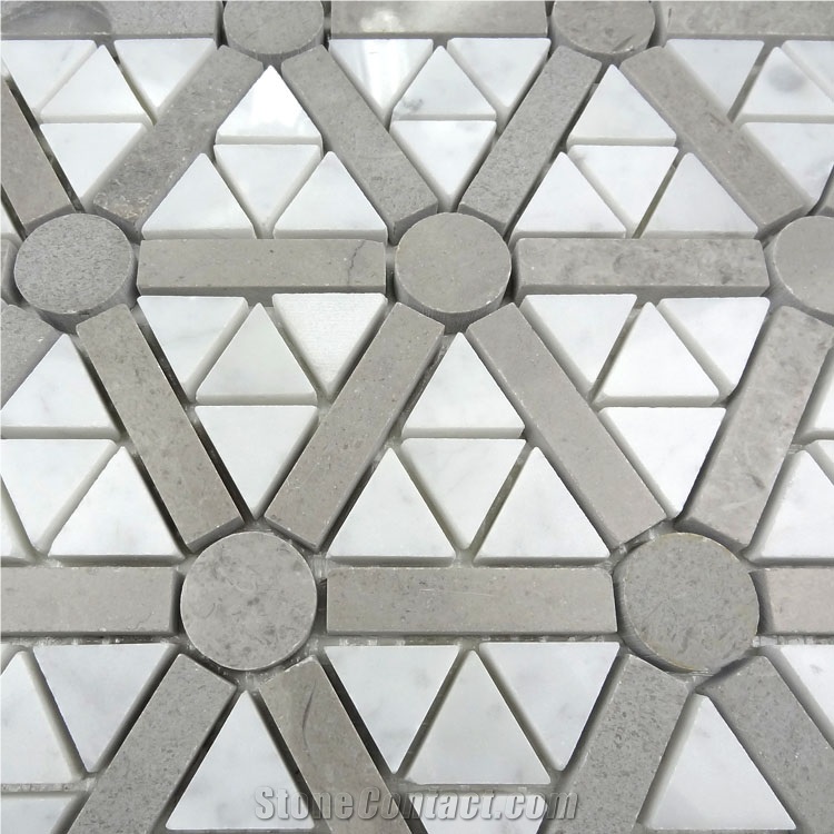 White Oak Marble Triangle Mosaic Tile for Designer,Ew Design Athens Grey Marble Mosaic,Wooden Grey Marble Subway Mosaic Tiles,White Oak, White Wood Vein, Athen Grey Marble, Grey Wood Vein Marble